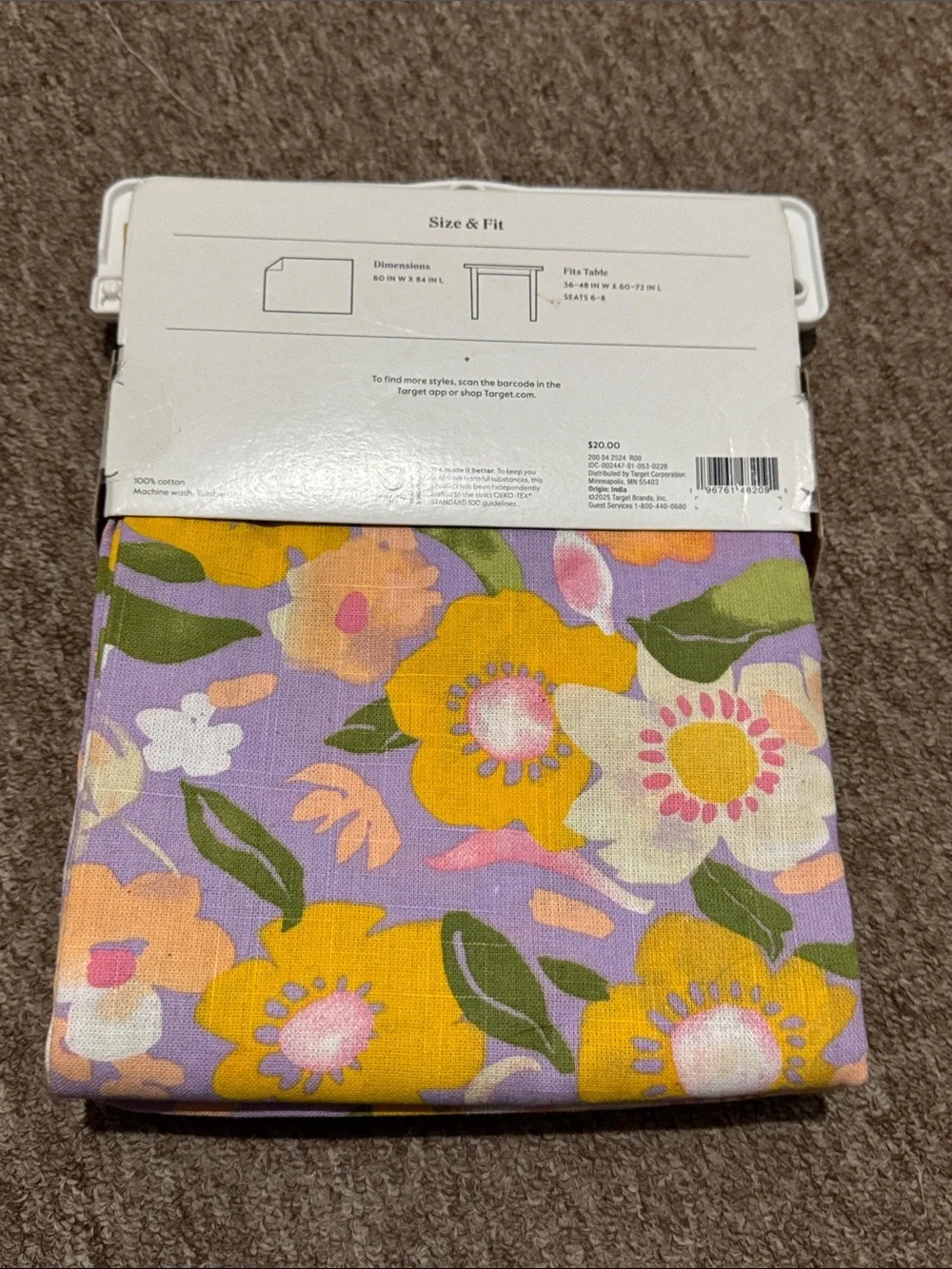 Threshold 60”x84” Lavender Floral Cotton Rectangular Tablecloth